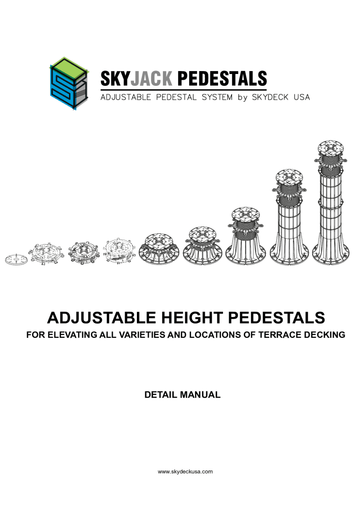 SkyJack Pedestal Detail Manual PDF – A comprehensive guide for architects including technical specifications, CAD details, section views, and installation requirements for rooftop pedestal systems.